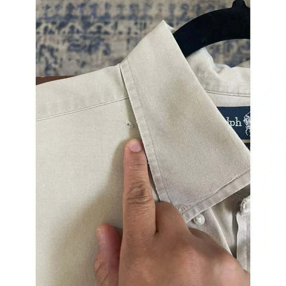 Polo Ralph Lauren Men's Polo Button Down Short Shirt XL Biege 100% Cotton fishin - Picture 3 of 7